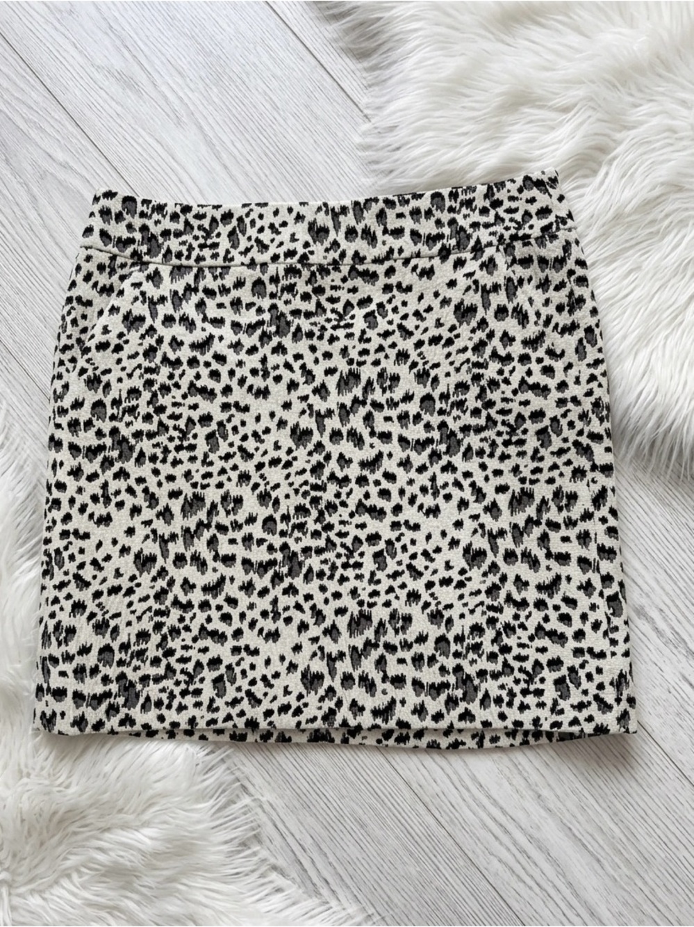 LOFT Leopard Print Mini Skirt - Black & Cream